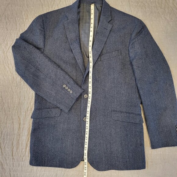 Jos A Bank, 1905 Collection Taylored Sport Coat, Navy Herringbone, 44 Long - Picture 7 of 9